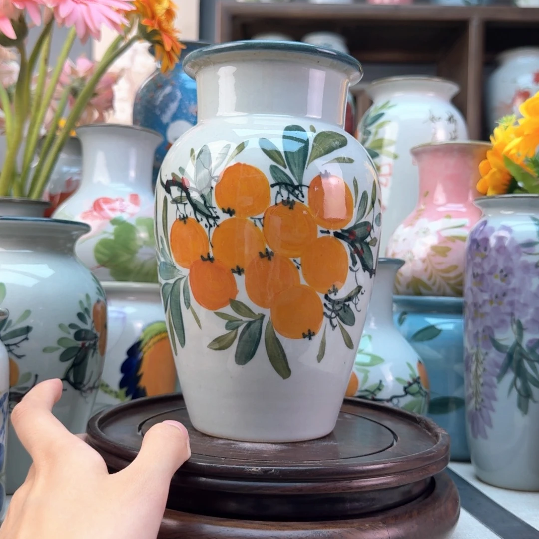 景德镇陶瓷手绘花瓶无孔