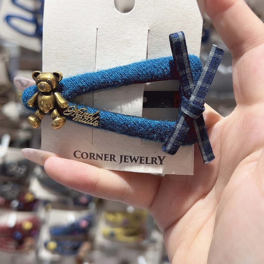 贝***妈仿珍珠非金属金色小熊蓝色掰掰夹