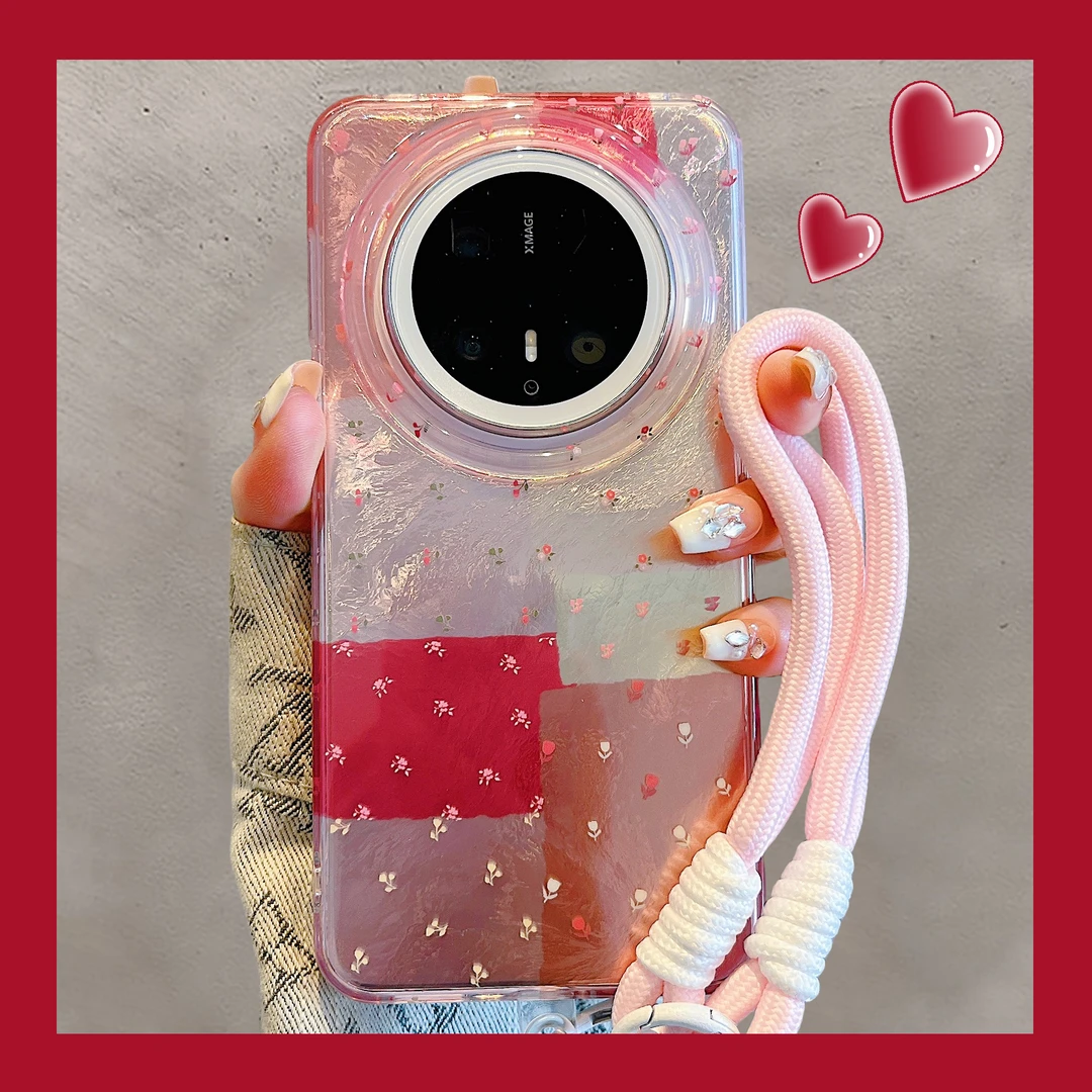 适用华为mate70pro+手机壳pura70pro+唯美色块拼接小碎花气质女款