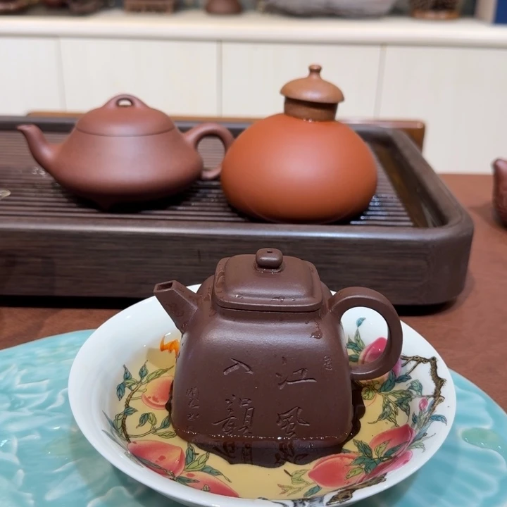 茶壶紫砂四方坦然老紫泥紫砂壶