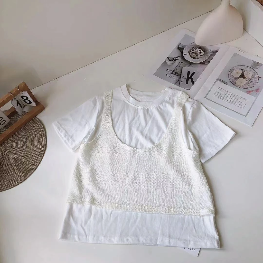 C051儿童夏季短袖T恤假两件款