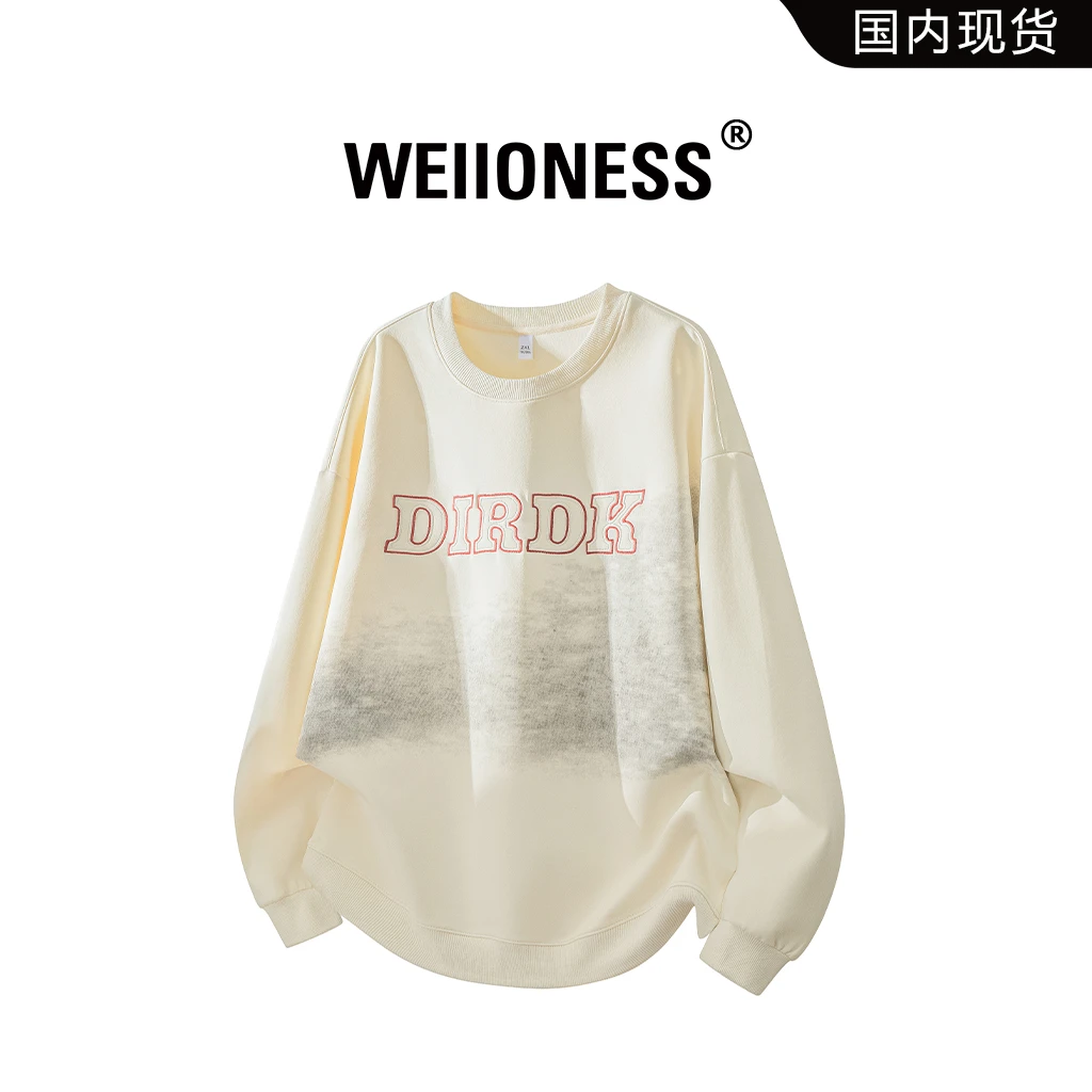 WEIIONESS美式复古扎染卫衣男款秋季新款高级感痞帅圆领潮牌上衣