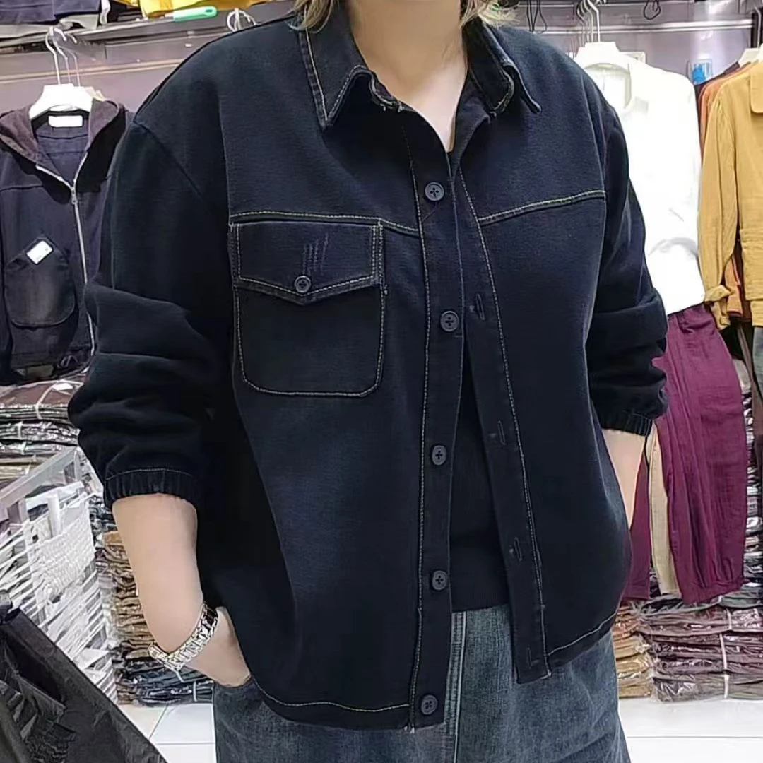 牛仔衬衣明线小口袋外套