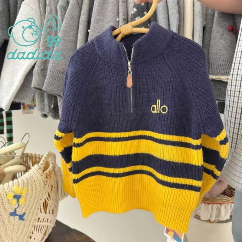 dadida/嗒嘀嗒男童拼接毛衣学院风针织衫外套505100185