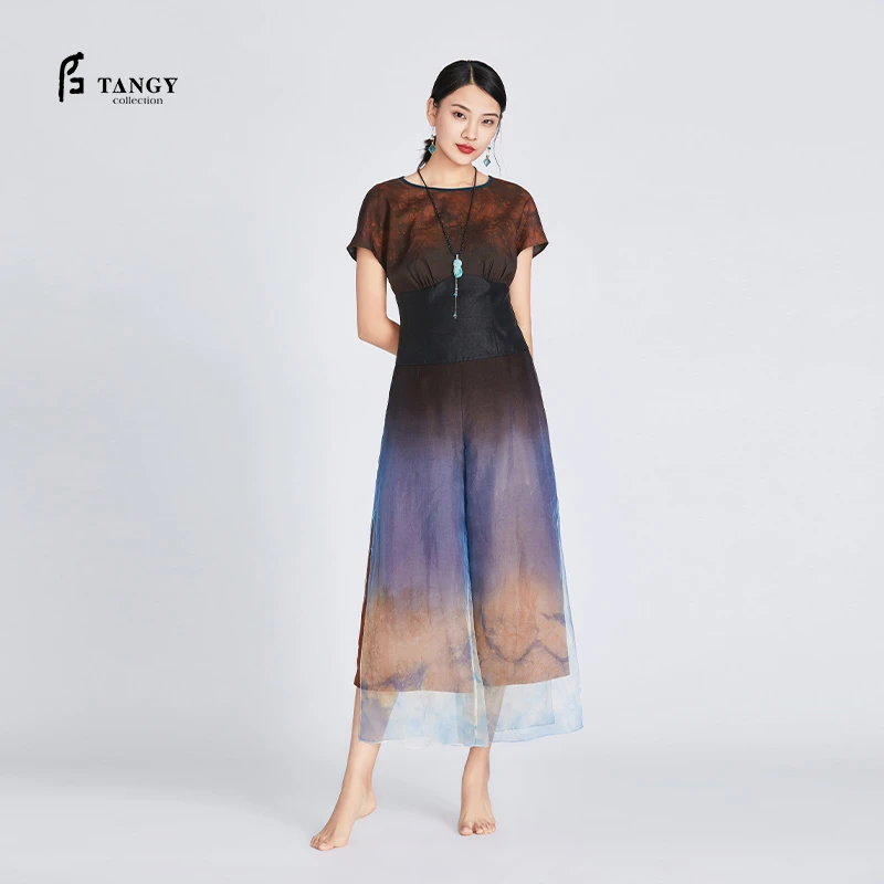 TANGY Collection天意高定半莨红云纱双非遗扎染上衣L202012