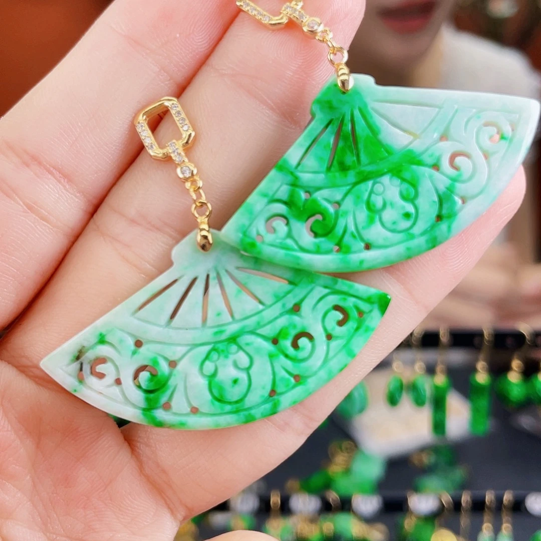 翡翠银S925镶嵌耳饰