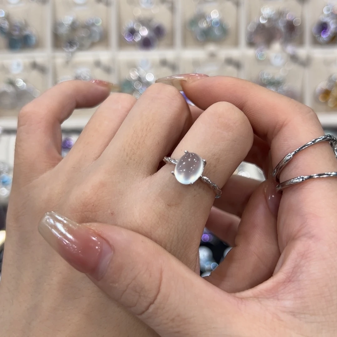 蛇纹石玉银S925镶嵌戒指