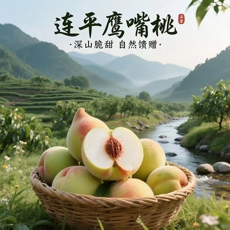 正宗连平上坪鹰嘴桃新鲜现摘当季水果脆甜多汁顺丰包邮桃子