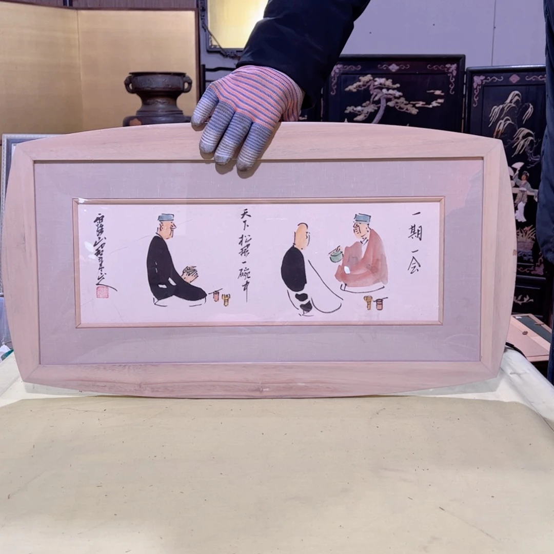 绘画火****8屏风框画茶空间设计