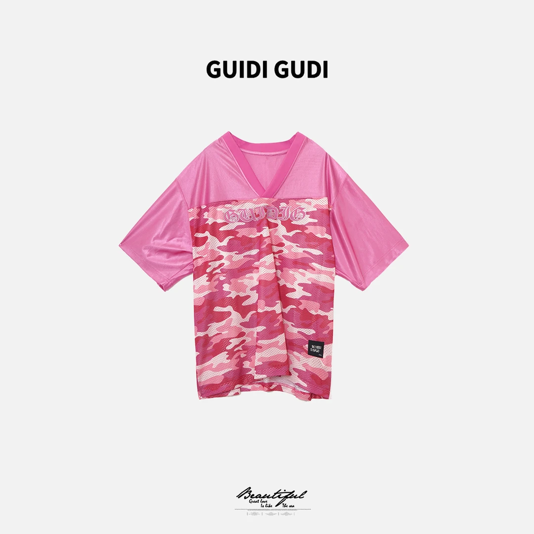 GUIDI GUDI【丛林秘境】气质重工休闲短袖T恤 /黄加蓝