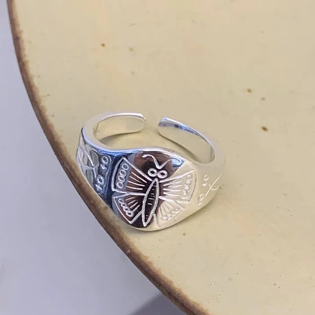 925银戒指 J1353  简韩 小蜻蜓蝴蝶戒指