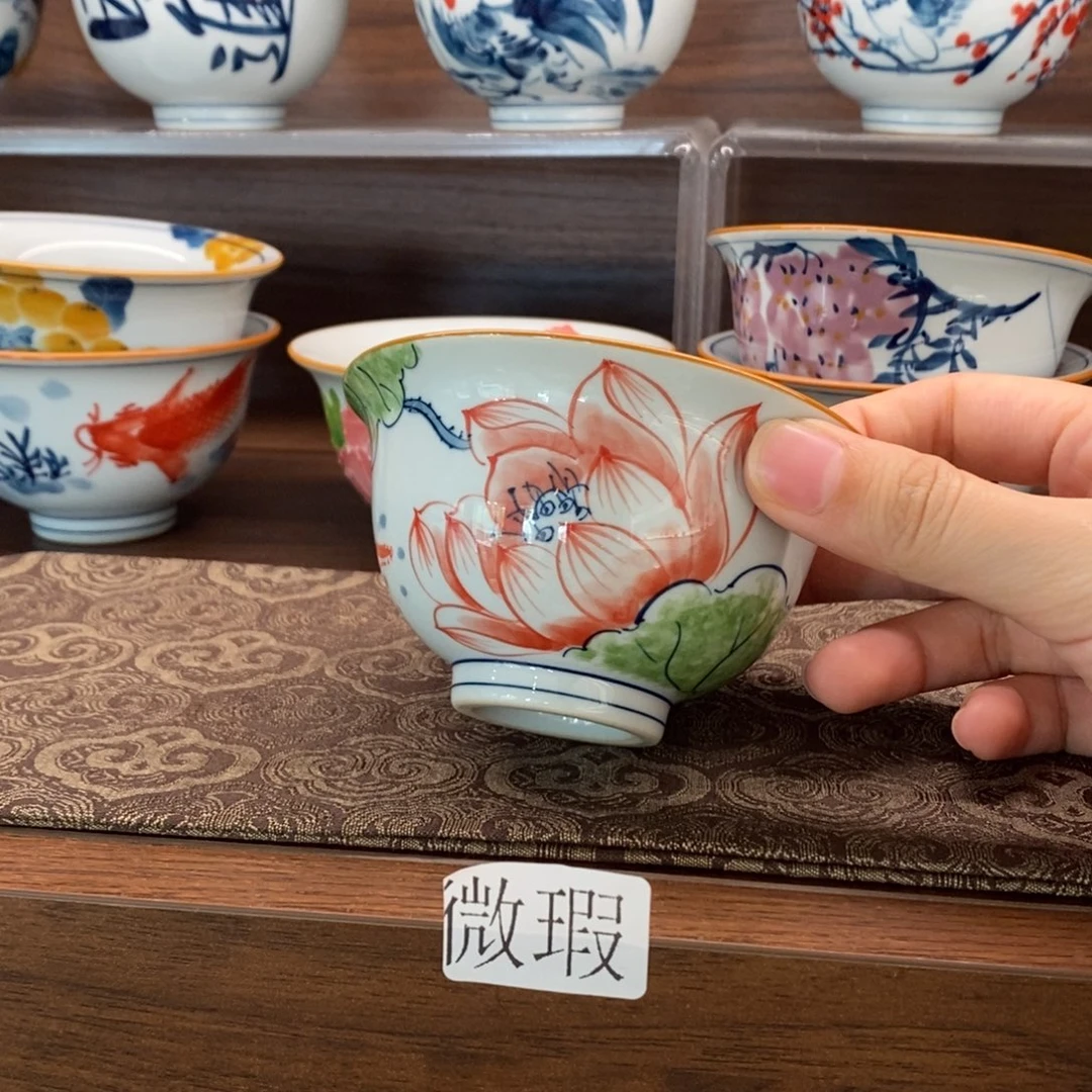 微瑕釉下彩纯手绘手工绘制
