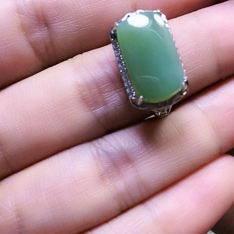 和田玉银S925镶嵌戒指