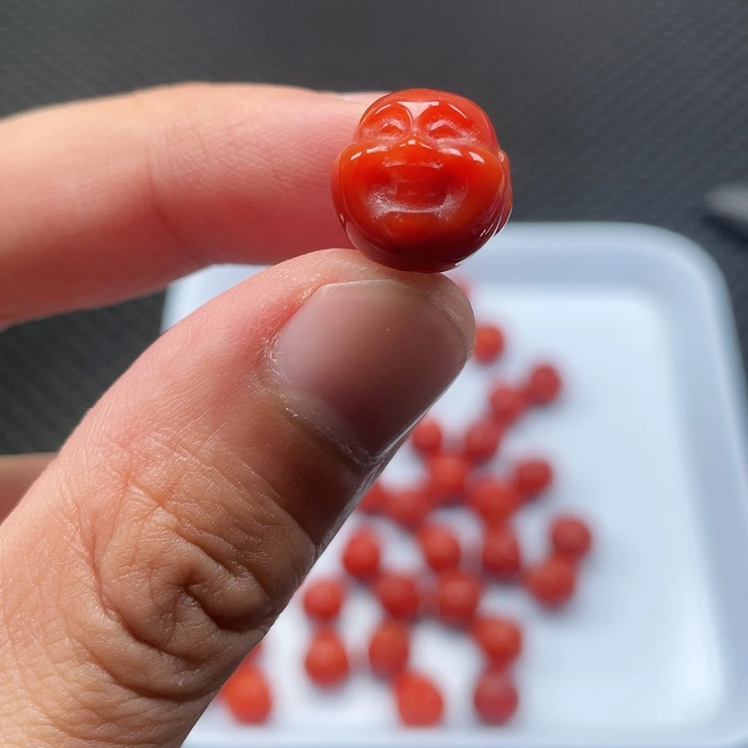 南红玛瑙13mm柿子红佛头一颗未镶嵌