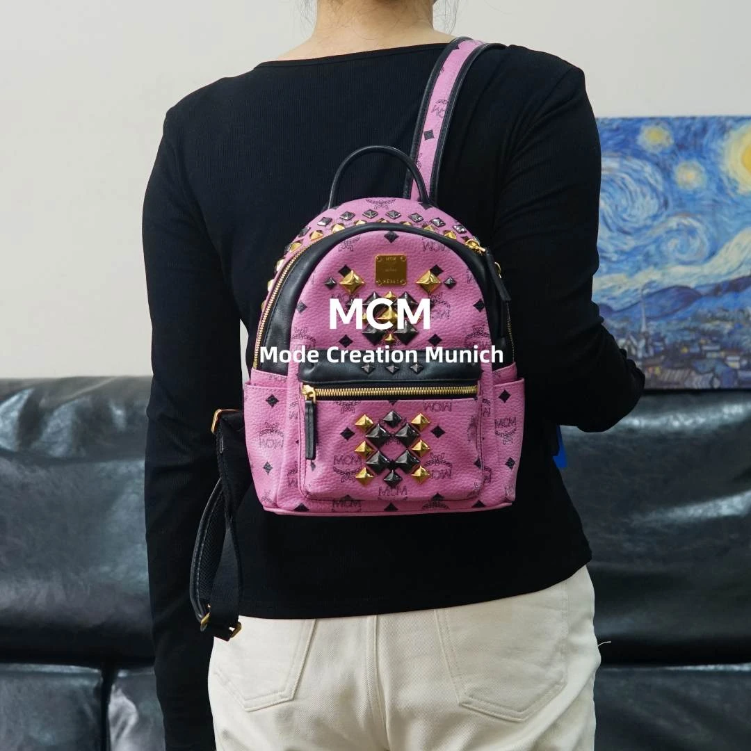 95新 MCM 粉色双肩包/WP12714026/4026