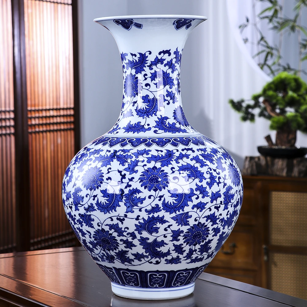 景德镇陶瓷花瓶青花大号客厅插花现代中式家电视柜居装饰摆件商品图