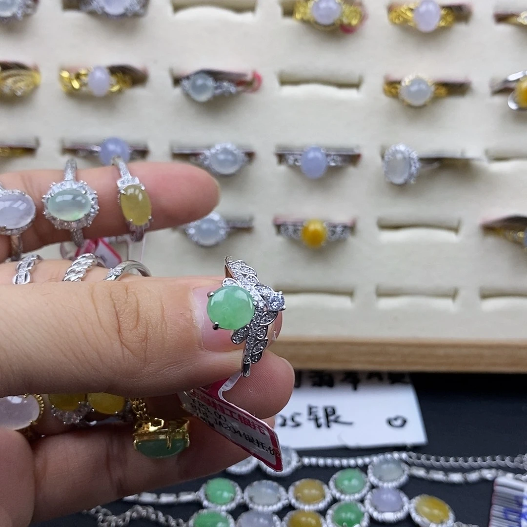 翡翠银S925镶嵌戒指