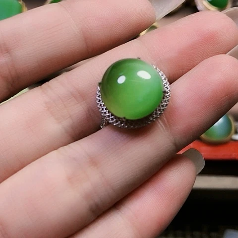 和田玉戒指银S925镶嵌