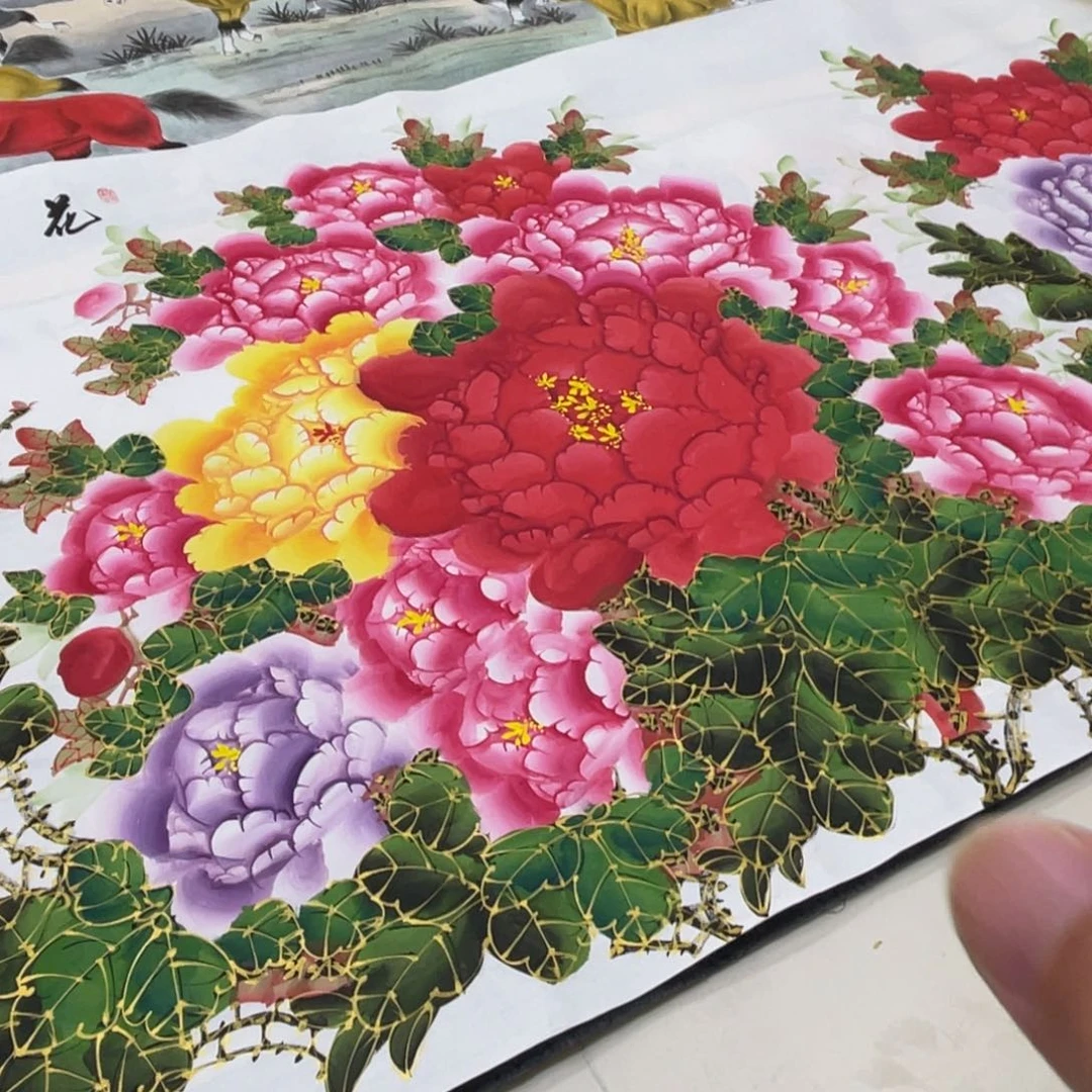 国画金枝玉叶大牡丹
