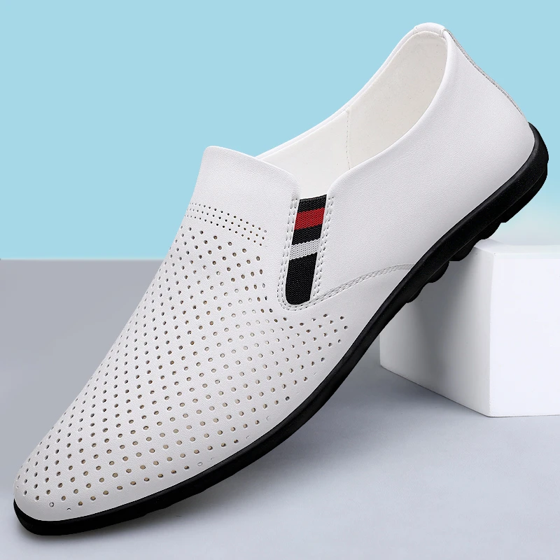 时尚百搭休闲皮鞋夏季男士新品软底豆豆鞋潮流韩版英伦风耐磨男鞋