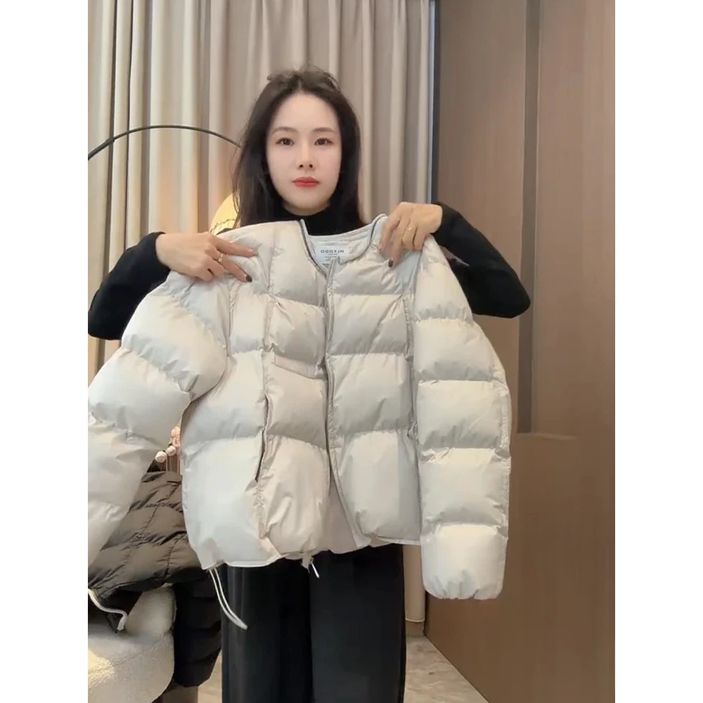 2025冬季高级感圆领棉服女装爆款时尚洋气保暖宽松加厚短款外套