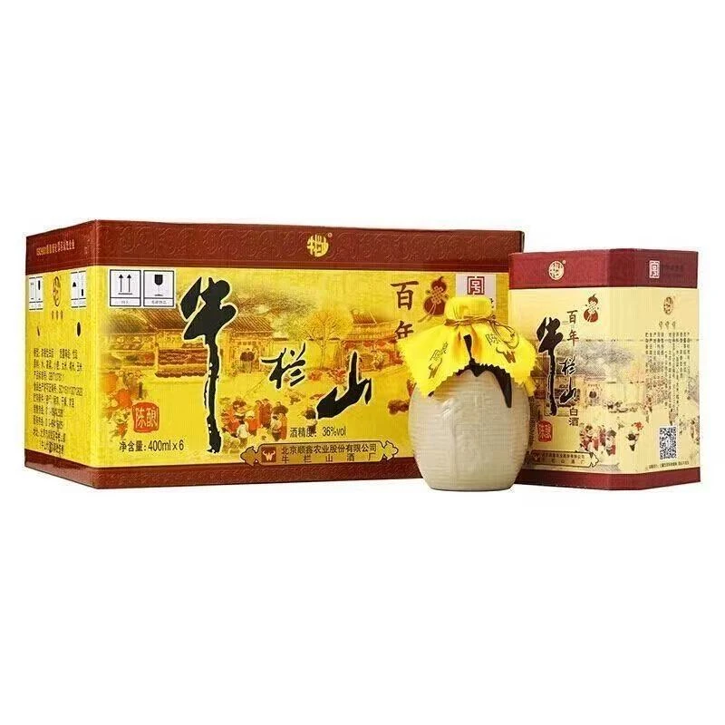 百年牛栏山酒牛栏山浓香型百年陈酿白酒36度400ml整箱6瓶装36度