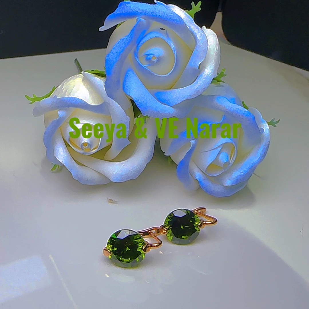 铜合金锆石耳饰 Seeya & VE Narar 铜镀红金小众墨绿锆石