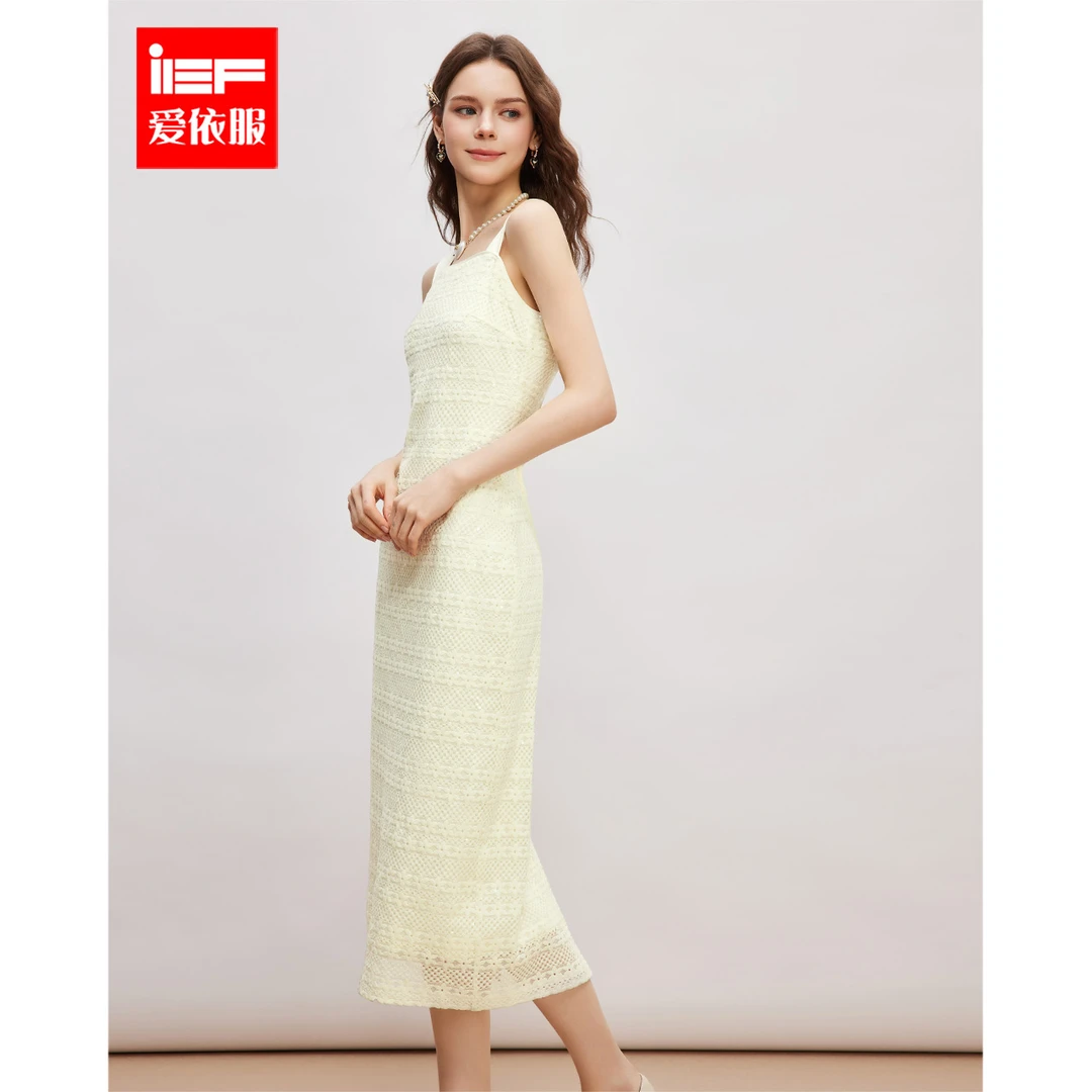 IEF/爱依服裙子2025秋季新款性感小女人度假风蕾丝背心长裙欧若风