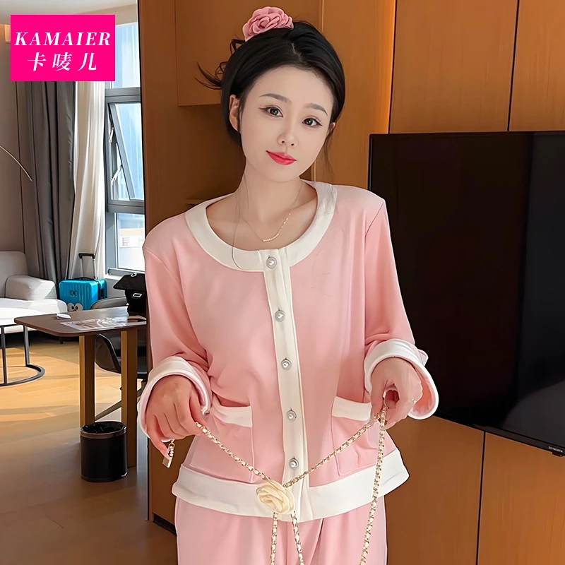 （香香）睡衣女秋冬季气质温柔显瘦亲肤保暖海岛绒小香风居家长袖
