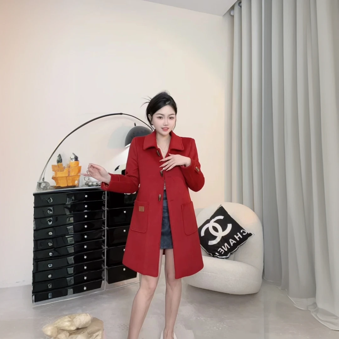 冬季加棉加厚羊毛修身大衣中长休闲女装洋气毛呢外套