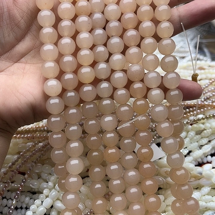 玛瑙/玉髓未镶嵌珠宝半成品2条10mm左右藕粉