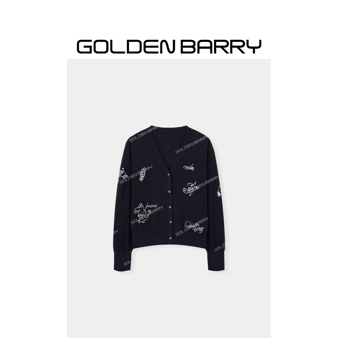 GOLDENBARRY|241259“夜星涂鸦”仿手绣针织开衫