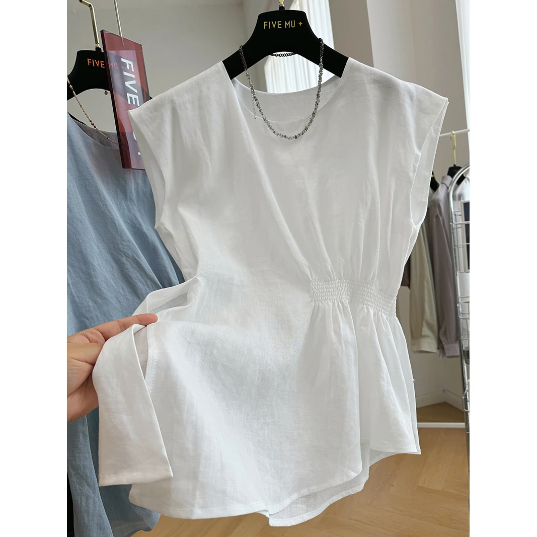 胖妹妹240斤大码别致设计感圆领外穿马甲小背心女夏无袖小衫上衣