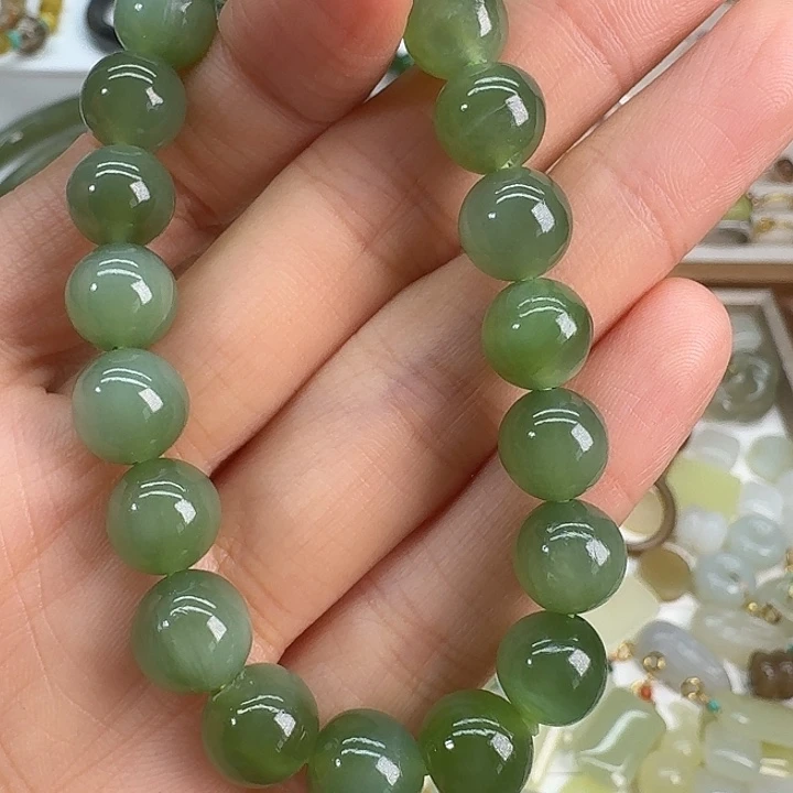 金***子和田玉（碧玉）未镶嵌手链