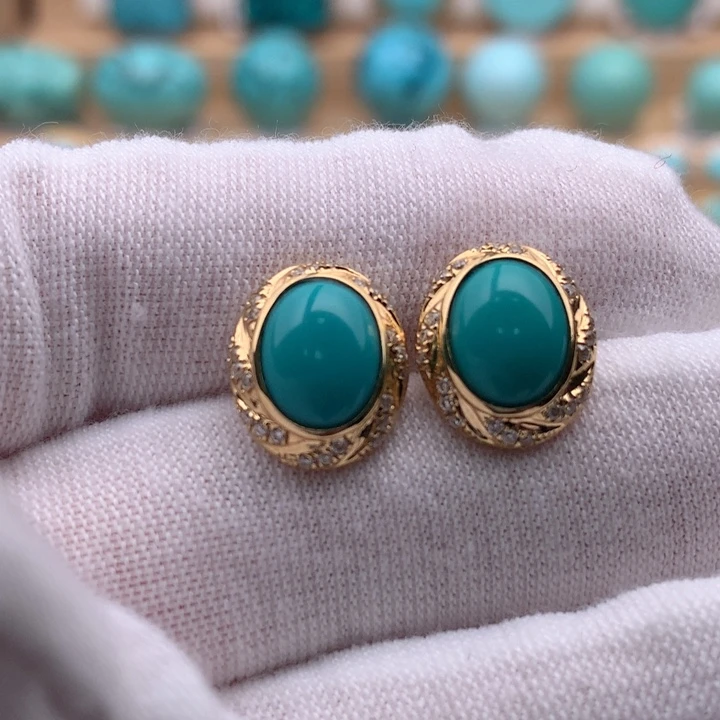 绿松石18K金镶嵌珠宝奇石