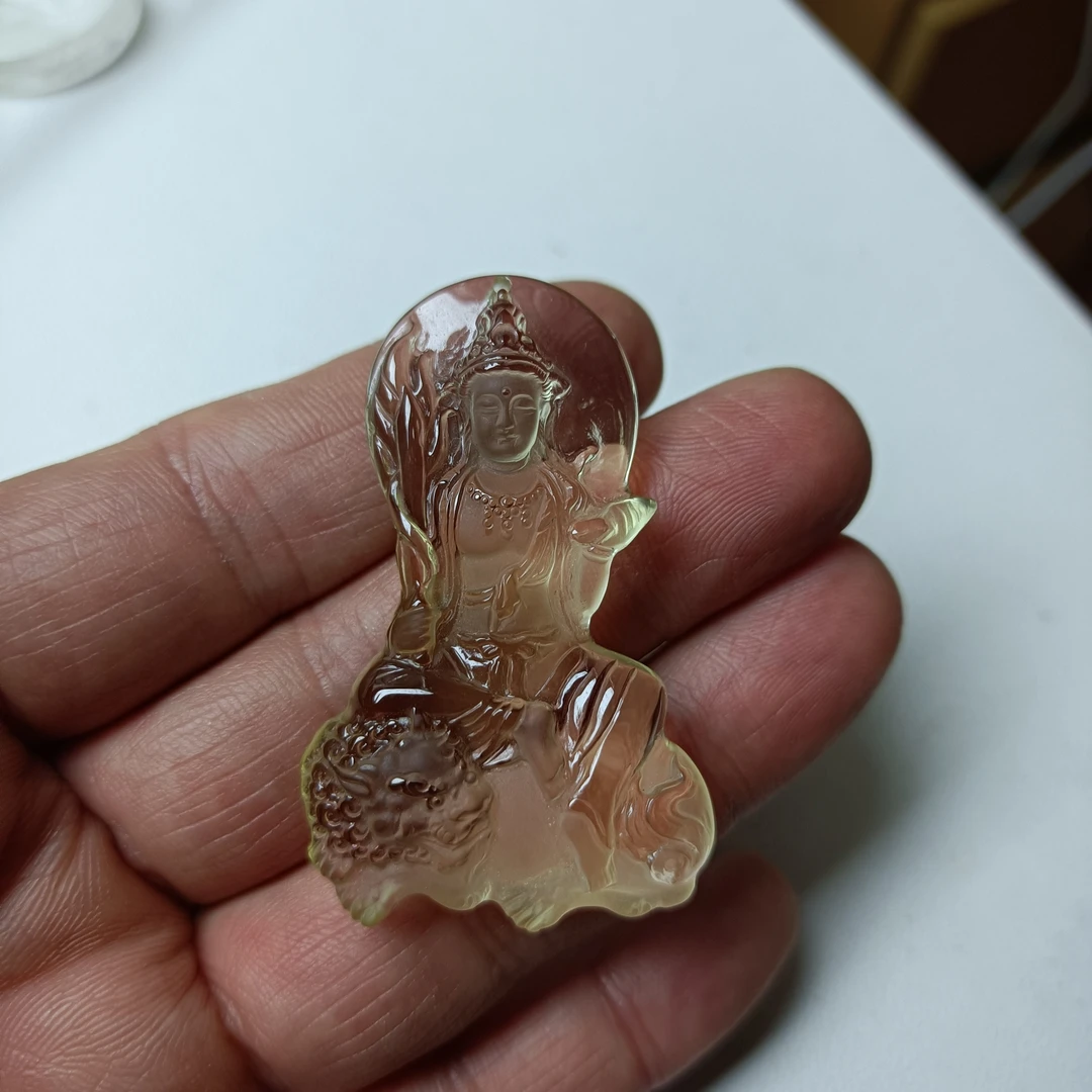 黄水晶文殊菩萨吊坠