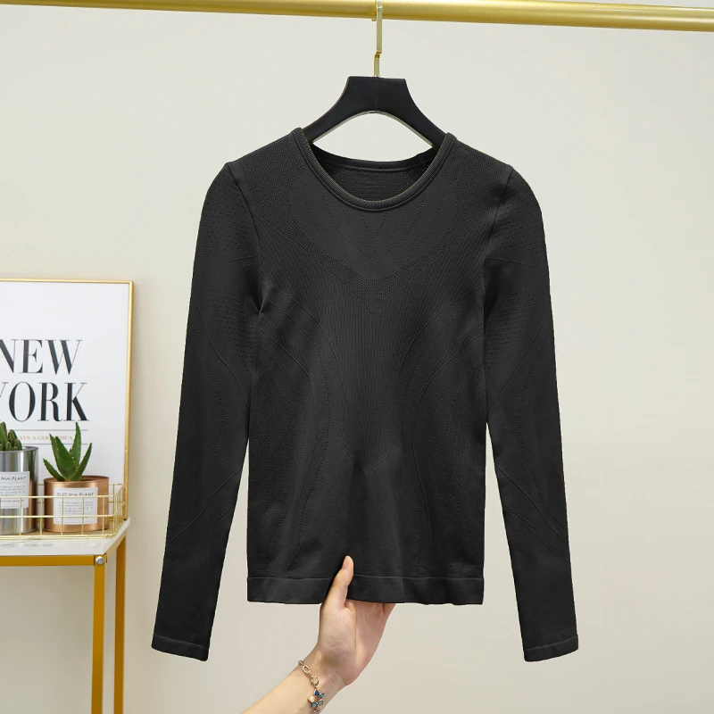 瑜伽上衣圆领修身款透气舒适普拉提打底皆可 美背宝石蓝长袖泳衣