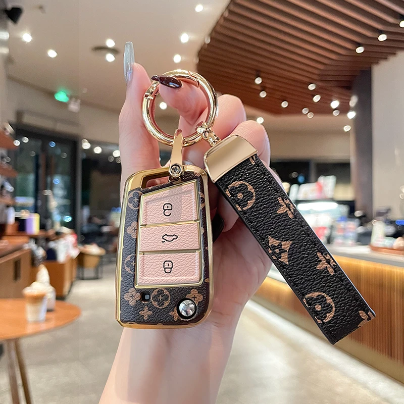 大众新款宝来钥匙套途安L汽车扣凌渡折叠途观X复古保护壳探影轻奢