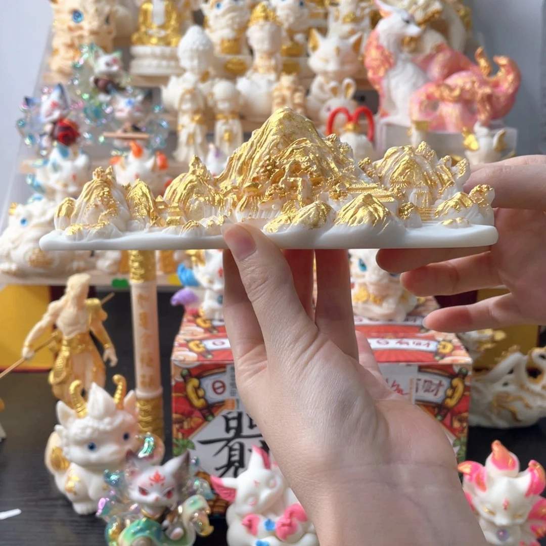 有机玻璃象牙果摆件千里江山