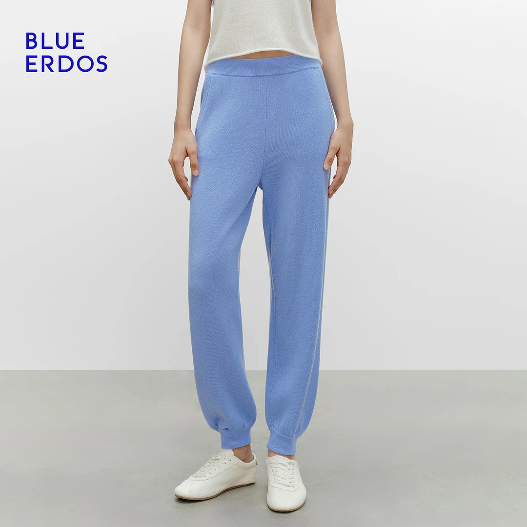 BLUE ERDOS 2025秋冬新品羊毛羊绒女束脚裤B2256M001
