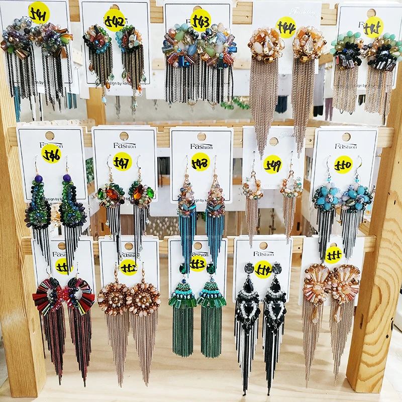 铜合金玻璃耳饰 (C541-C600)-019民族风纯手工流苏耳环合集