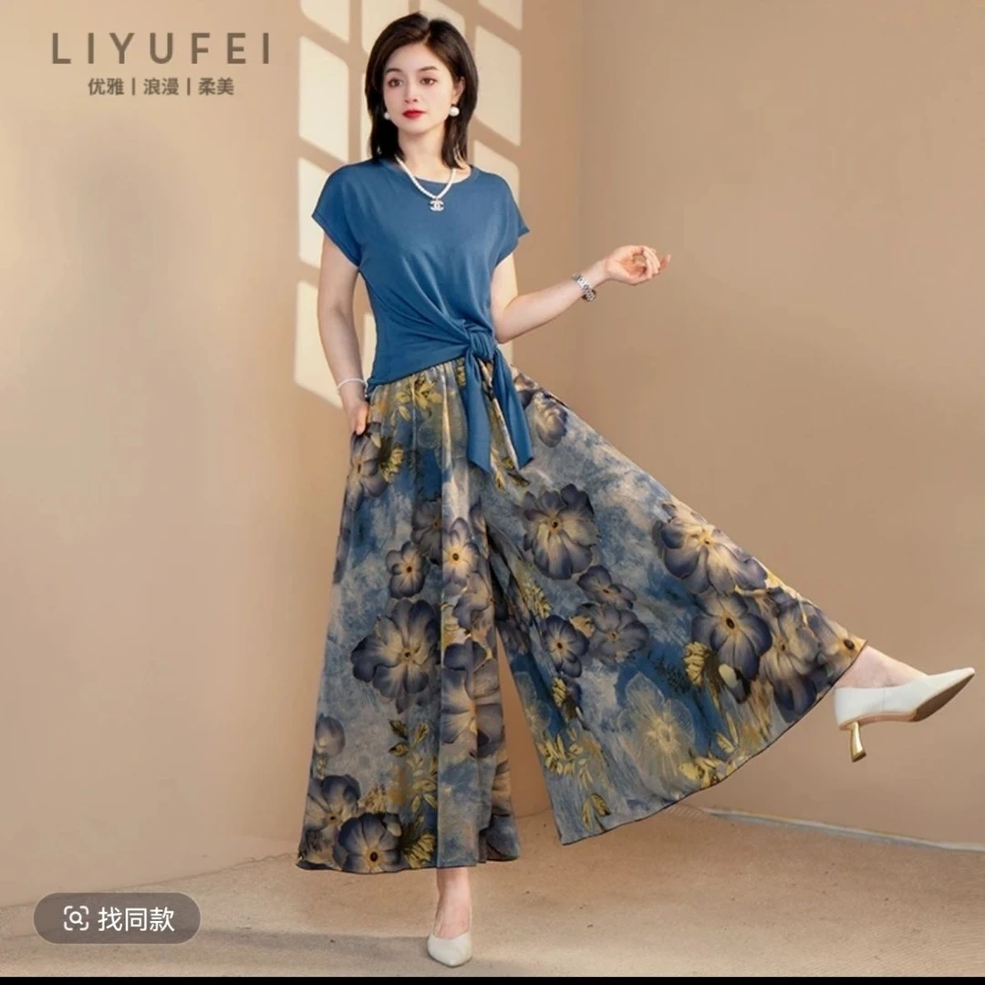 国色天香裙裤休闲裤女2025年新款半身裙宽松显瘦洋气大摆妈妈裤裙