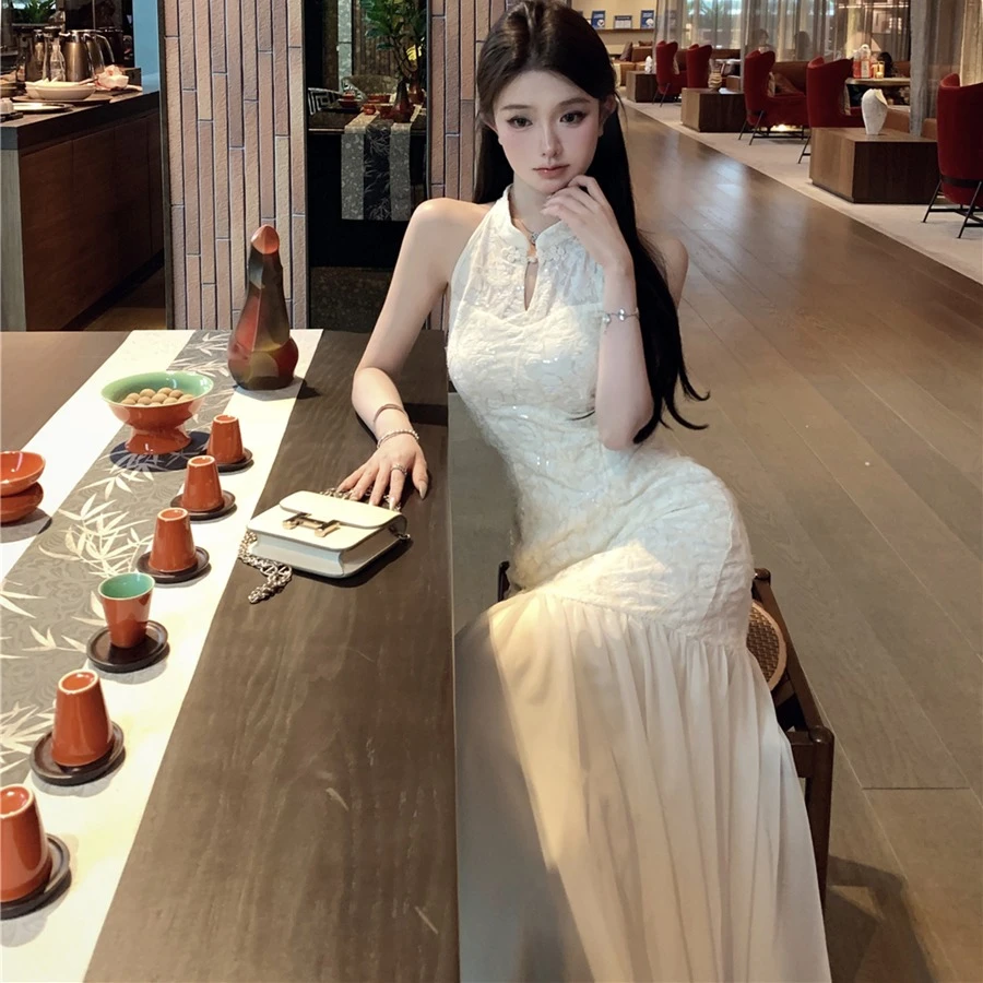 复古性感气质新中式提花旗袍连衣裙+防晒开衫两件套女