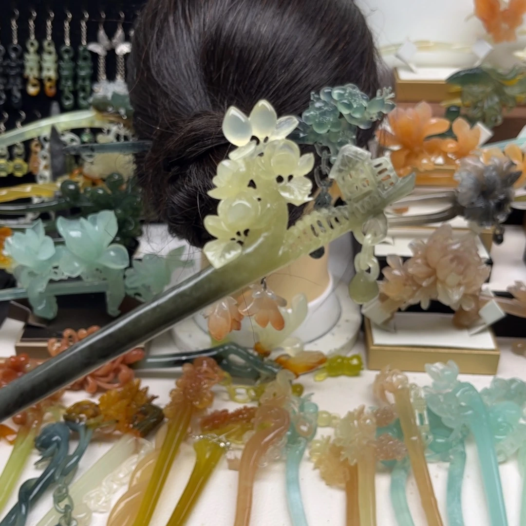 蛇纹石玉合金发簪