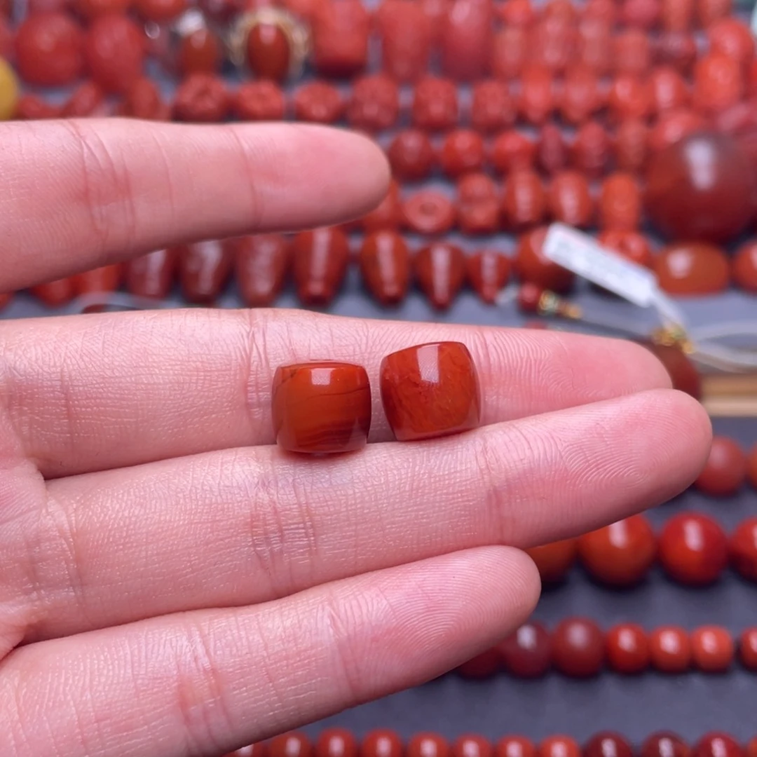 ****月南红玛瑙配饰未镶嵌W10➕瓦西火焰直切珠两个