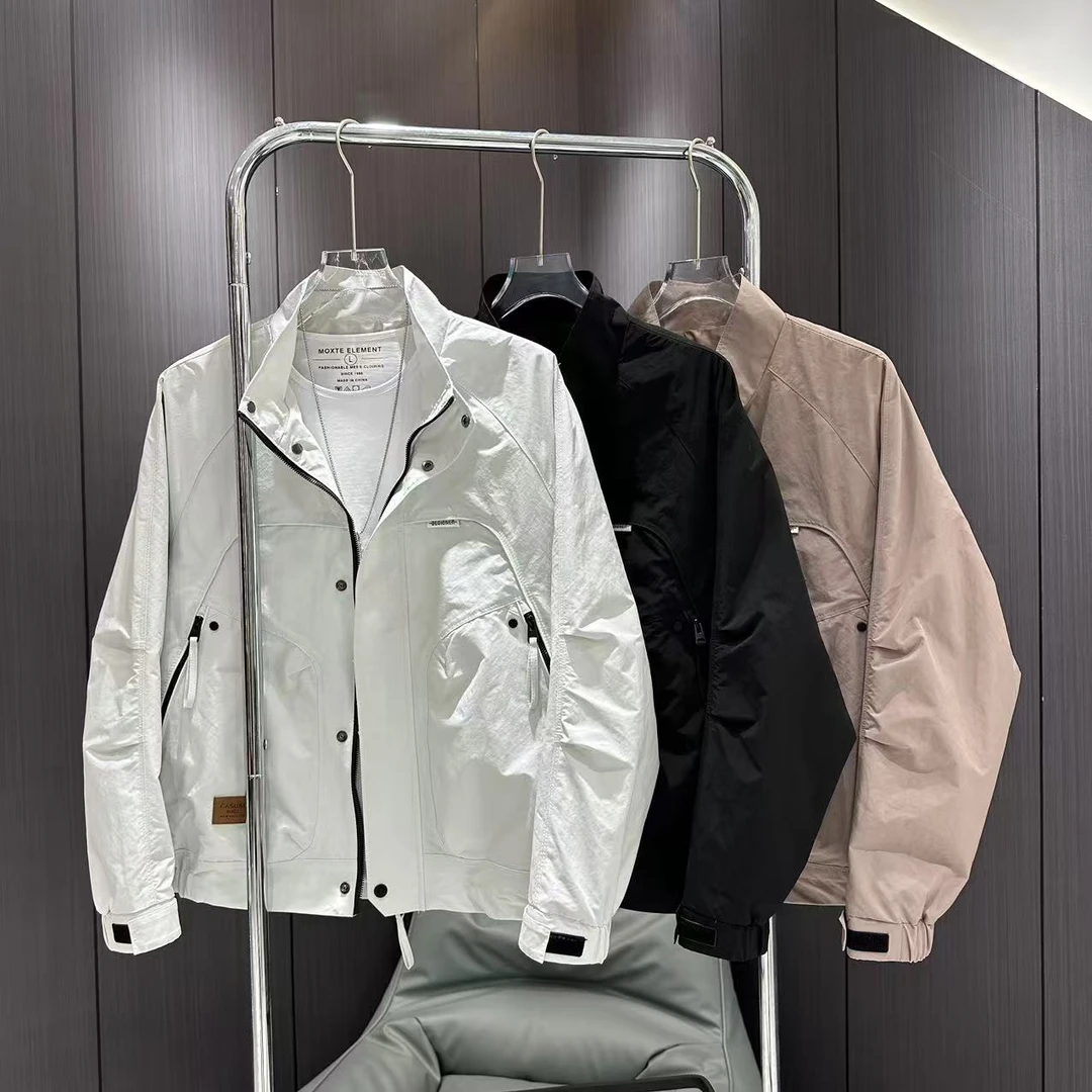 2025春季新款户外男士时尚立领简约工装休闲百搭夹克外套2502