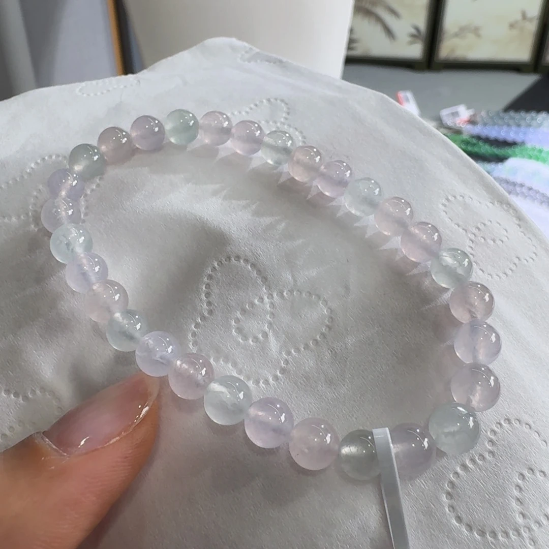 未镶嵌手链翡翠力力力力推高冰少女粉多宝单圈6mm