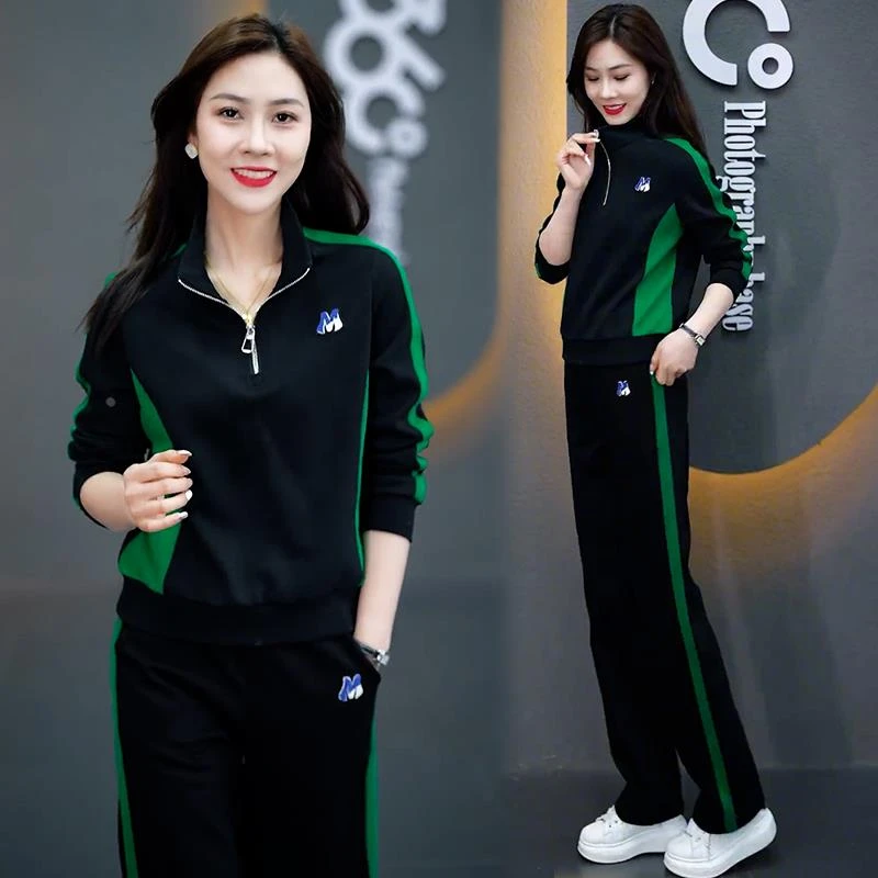 高含棉运动服套装女2025年春秋季新款洋气小个子卫衣阔腿裤两件套