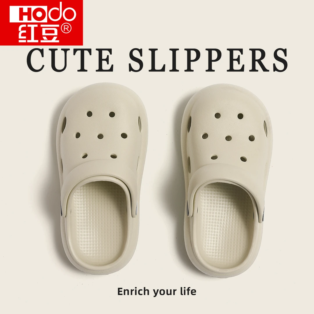 红豆儿童洞洞鞋男孩夏季外穿2025新款防滑eva中大童包头凉拖女孩