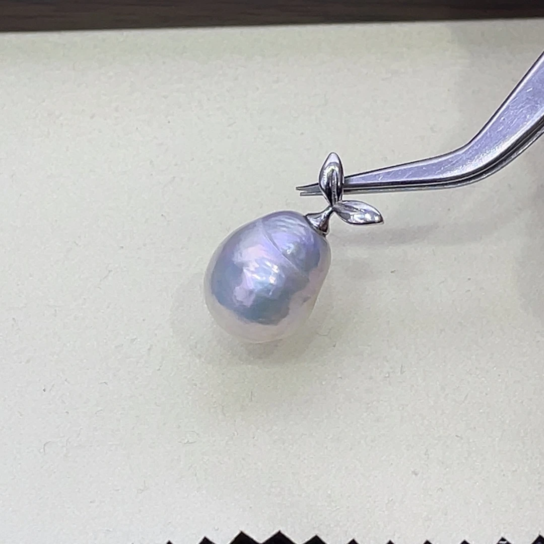淡水珍珠银S925镶嵌吊坠(不含链)